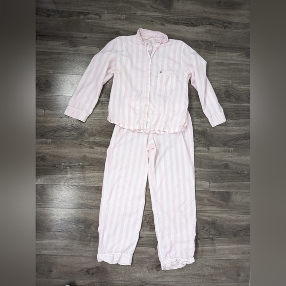 Victoria’s Secret Logo Embroidered Pink Striped PJ Set Size Small - Picture 2 of 11
